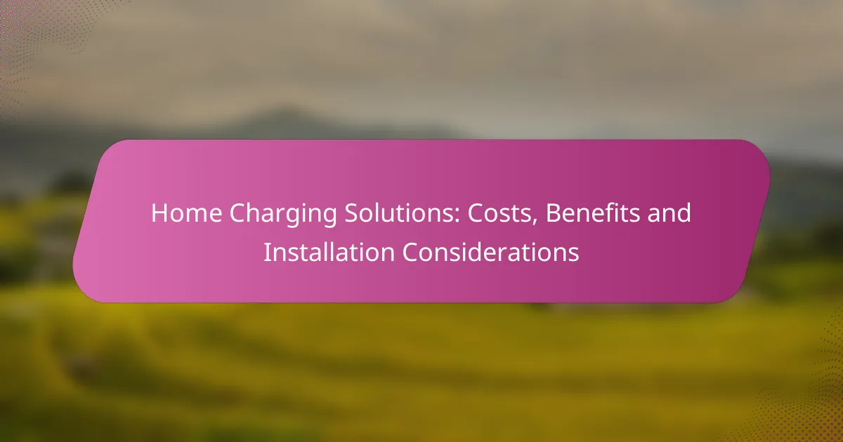 Home Charging Solutions: Costs, Benefits and Installation Considerations