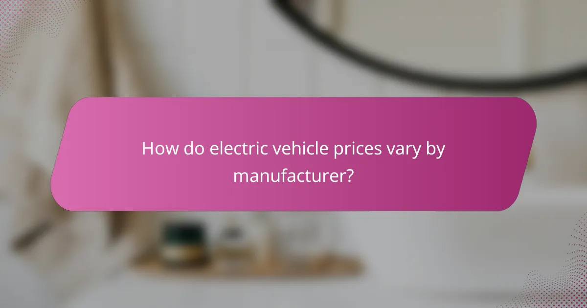 How do electric vehicle prices vary by manufacturer?