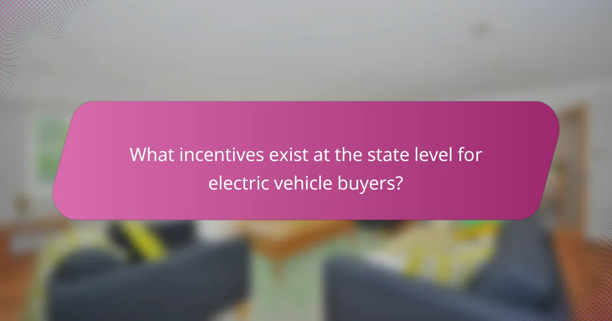 What incentives exist at the state level for electric vehicle buyers?